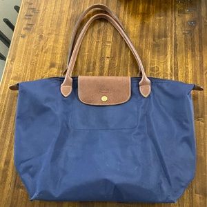 Longchamp Blue and Brown Tote Bag